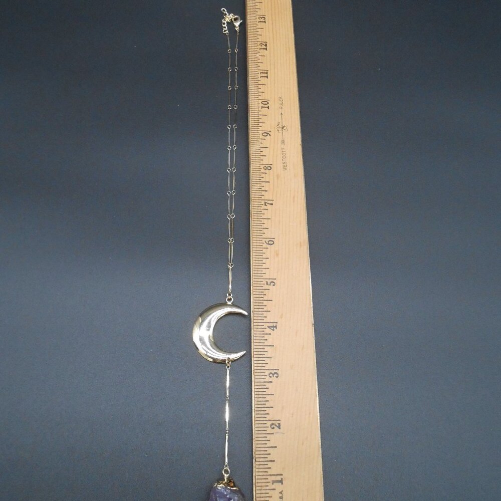 Necklace, Amethyst 40.50 ctw Moon in Goldtone 22-24 Inches - Picture 7 of 8